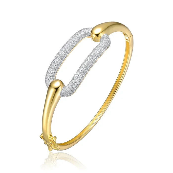 Pompidou French Pave Geometric Link Bangle Bracelet