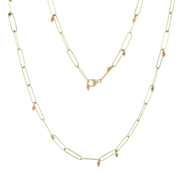 Popsicle Chain with Coral and Green Diamond Beads