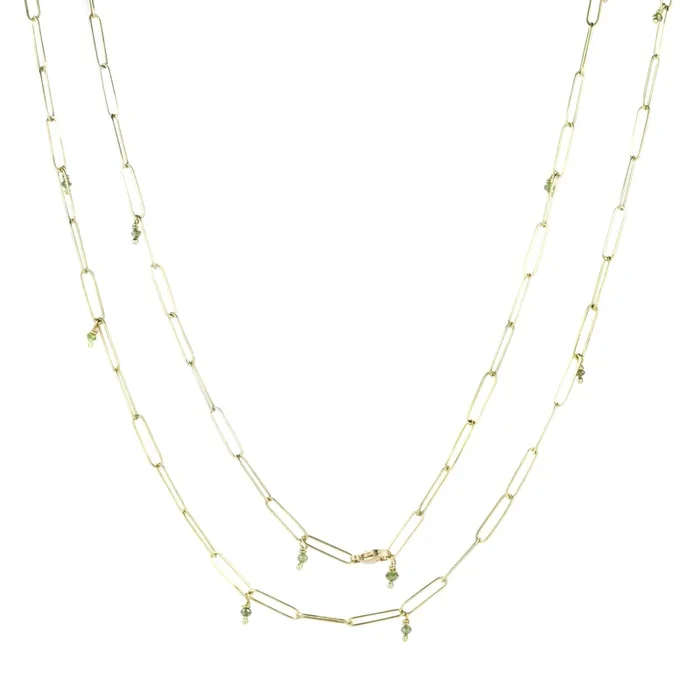Popsicle Necklace with Green Diamonds