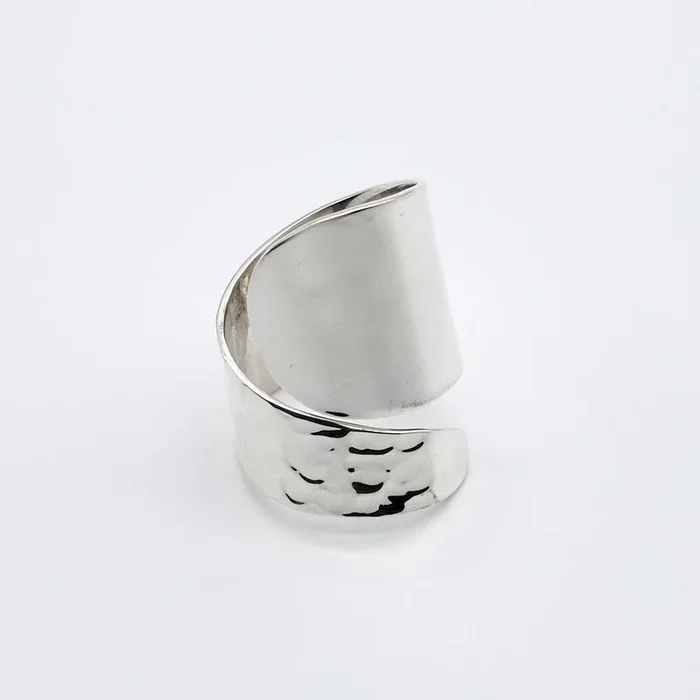 Pounded and Smooth Sterling Silver Ring
