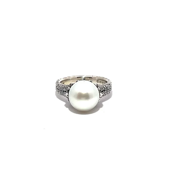 Pre-Owned David Yurman Pearl and Diamond Starburst Ring
