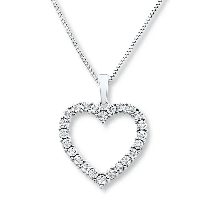 Pre-Owned Kay 1/10ct Diamond Open Heart Pendant in Sterling Silver