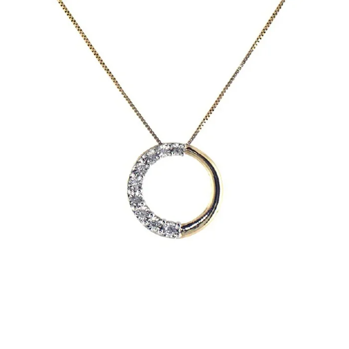 Pre-Owned Kay Diamond Accent Open Circle Pendant Necklace in 10k Solid Gold