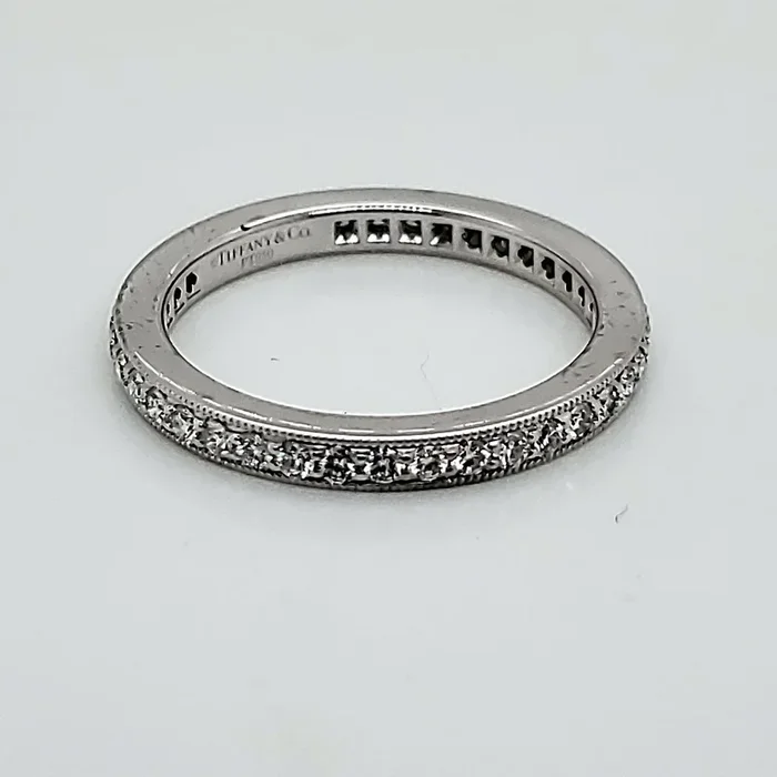 Pre-owned Tiffany & Co. Platinum and Diamond Eternity Style Wedding Band