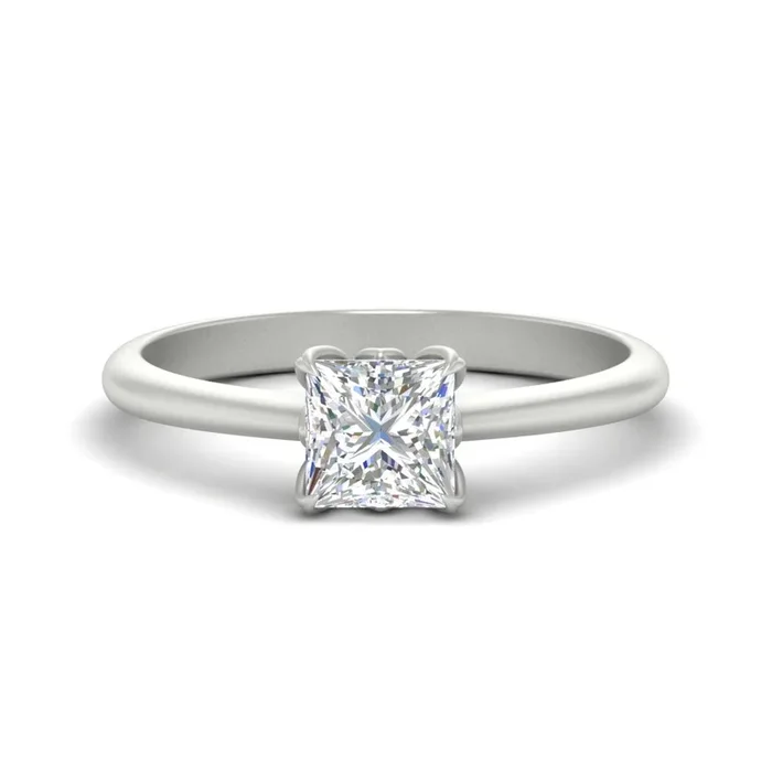 Princess Cut Cathedral Ring With Floral Head