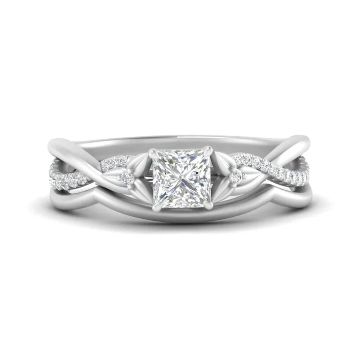 Princess Cut Daisy Twisted Bridal Ring Set