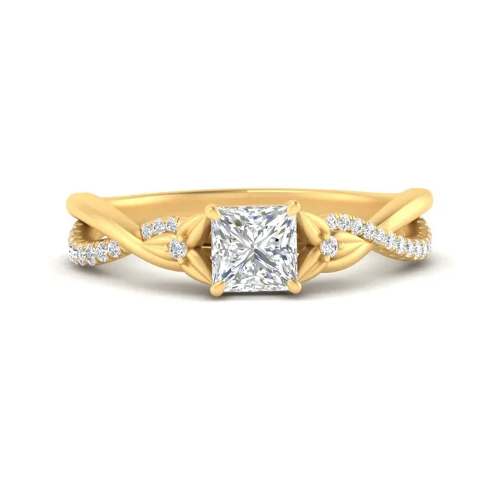 Princess Cut Infinity Daisy Floral Engagement Ring