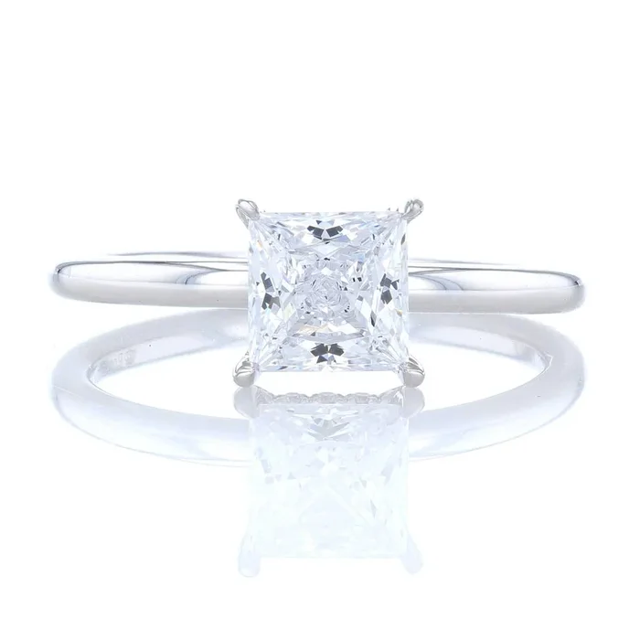 Princess Cut Solitaire Hidden Halo Engagement Ring