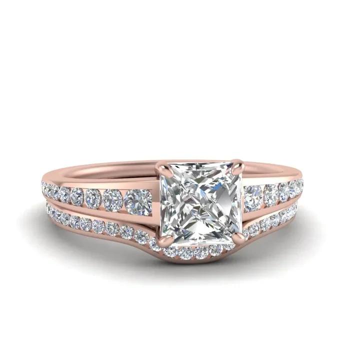 Princess Diamond Graduated Channel Wedding Set