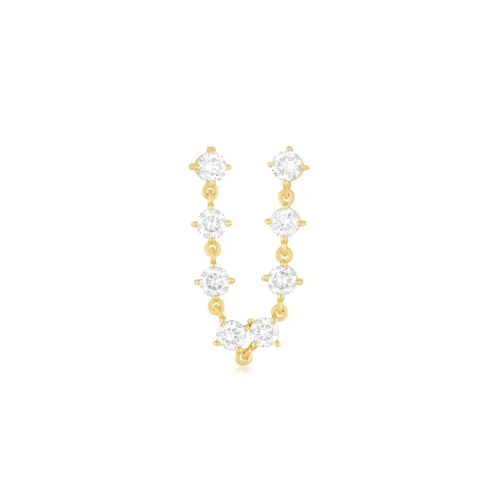 Prong Set Double Chain Stud Earring
