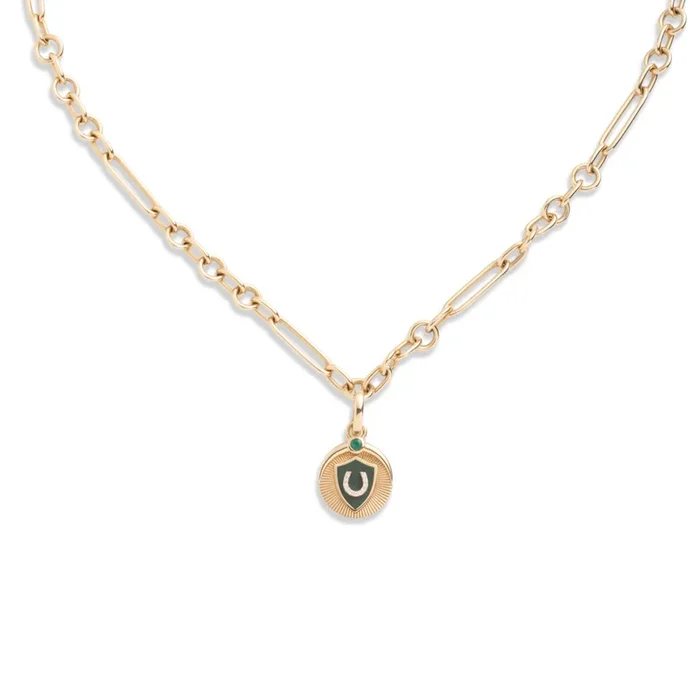 Protection Baby Ceramic Small Mixed Clip Necklace : in Yellow Gold