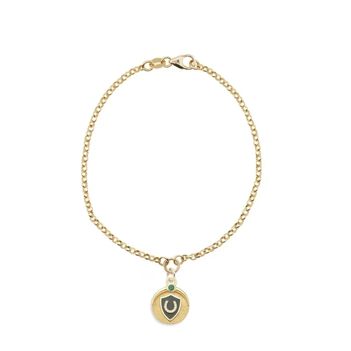 Protection Small Belcher Bracelet : In Yellow Gold, Ceramic and Emerald