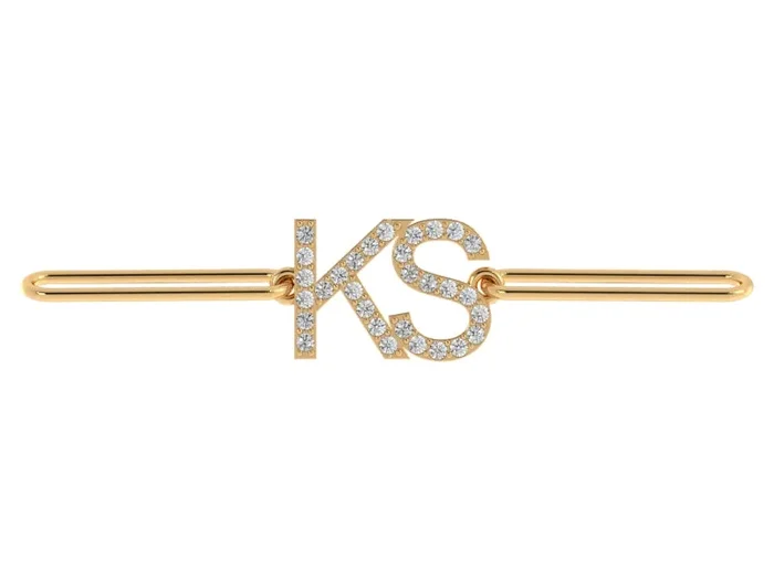 Pulsera de clip con iniciales de diamantes