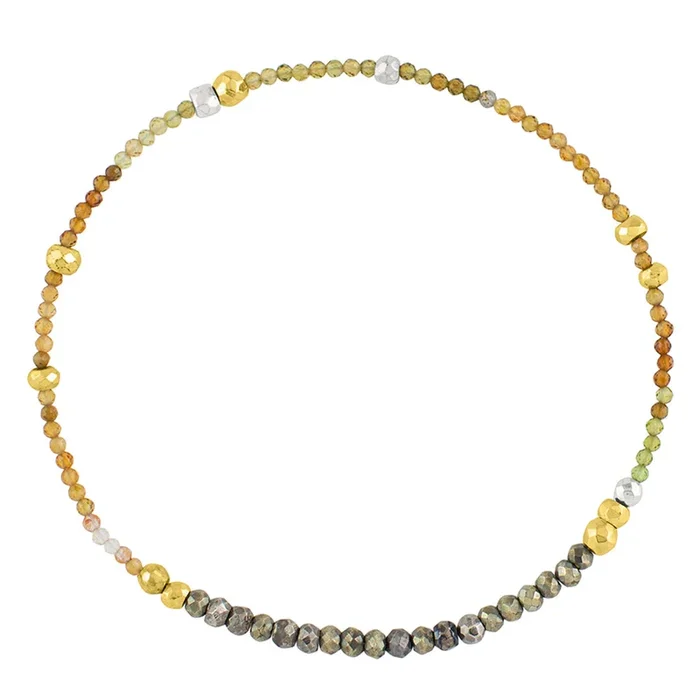 Pyrite’s Booty Bracelet in 2mm Petro Tourmaline & Antiqued Pyrite