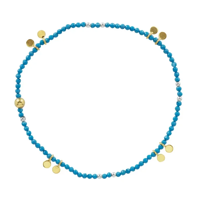 Pyrite’s Booty Bracelet in 2mm Turquoise with Gold Disc