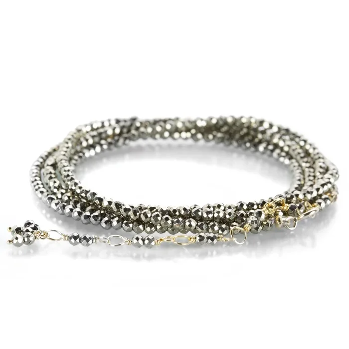 Pyrite and 18k Gold Wrap Bracelet
