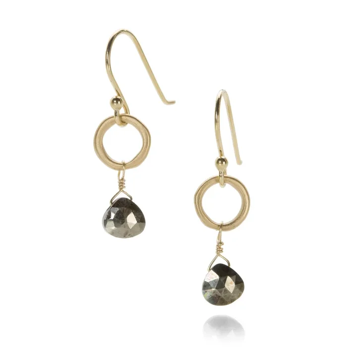 Pyrite and Circle Drop Earrings