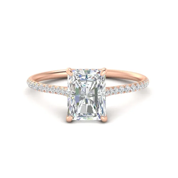 Radiant Cut Cathedral Halo Diamond Engagement Ring