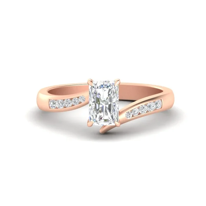 Radiant Cut Channel Set Swirl Diamond Ring