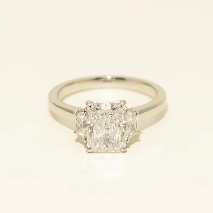Radiant Cut Diamond Three Stone Engagement Ring in Platinum (2 3/8ct tw)