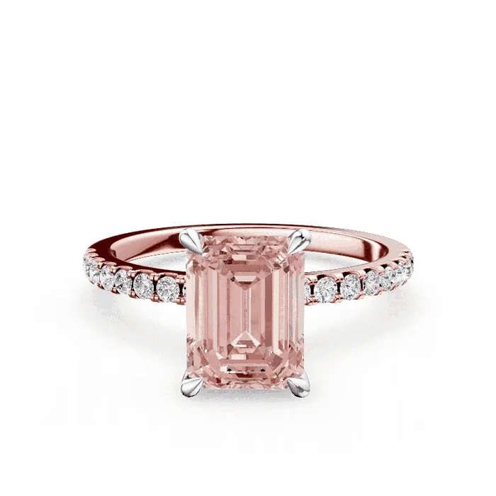 Radiant Cut Pink Diamond Pave Ring