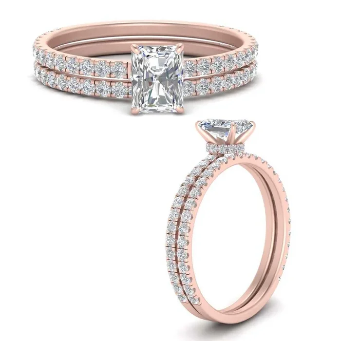 Radiant Diamond Three Quarter Gallery Bridal Set