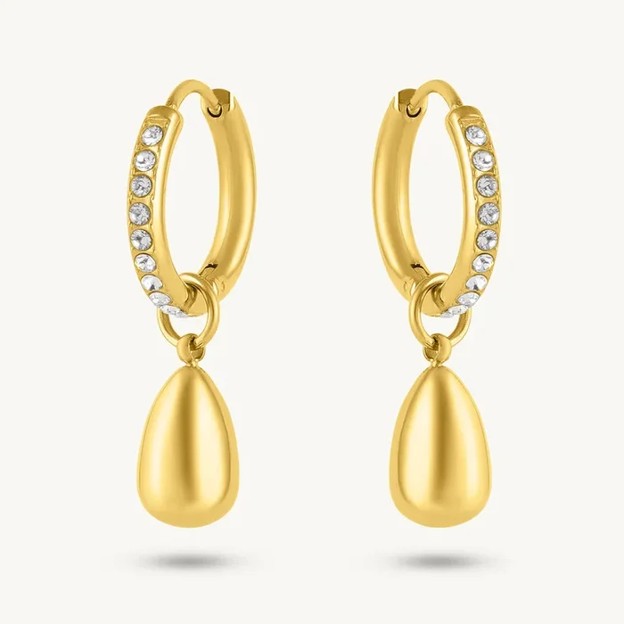 Radiant Droplet Charm Hoops