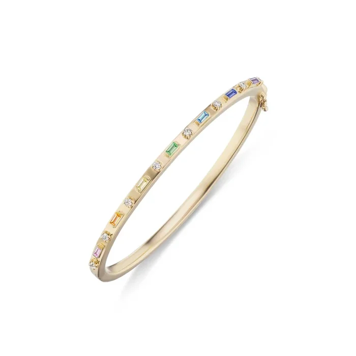 Rainbow Baguette and Diamond Bangle