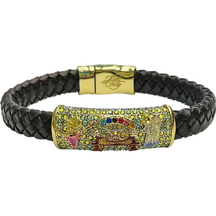 Rainbow Bridge Braided Magnetic Bracelet (Goldtone/7″)