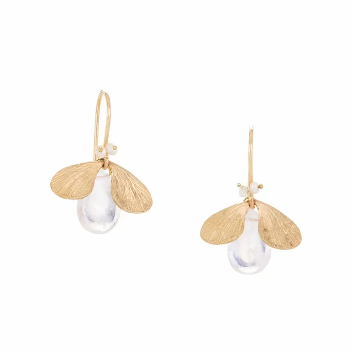 Rainbow Moonstone & Pearl Jeweled Bug Earrings