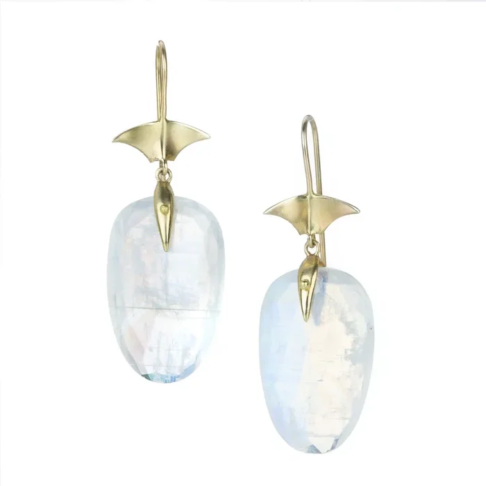 Rainbow Moonstone Arrowhead Drops
