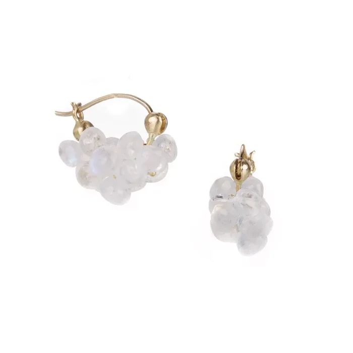Rainbow Moonstone Cloud Huggie Earrings