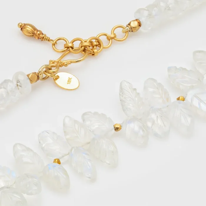 Rainbow Moonstone Feather Necklace