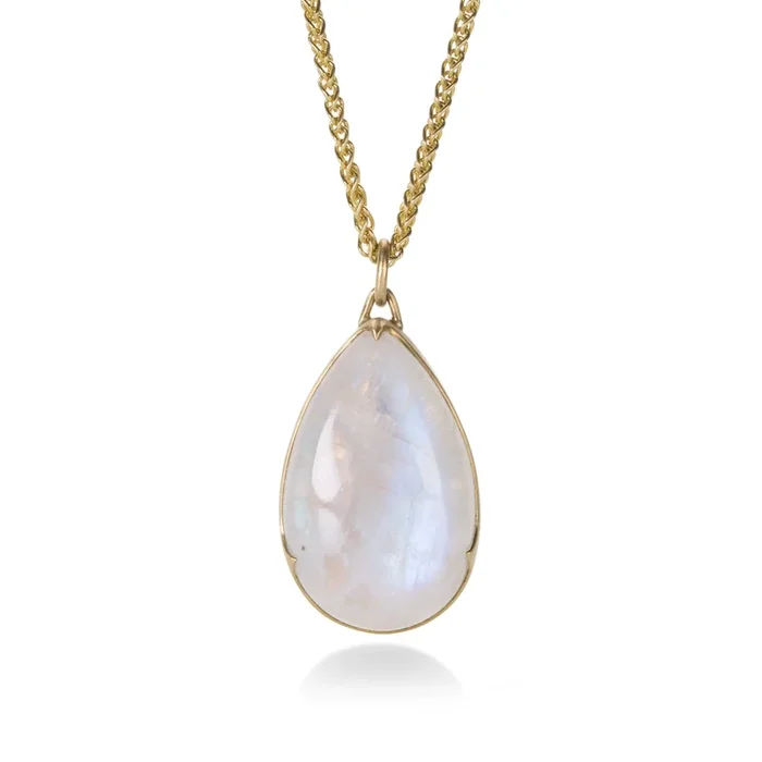 Rainbow Moonstone Pear Necklace