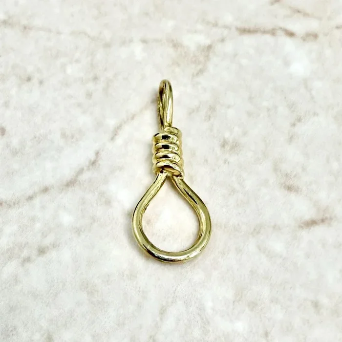 Rare Vintage Aldo Cipullo 18K Yellow Gold Love Noose Charm Pendant Circa 1970