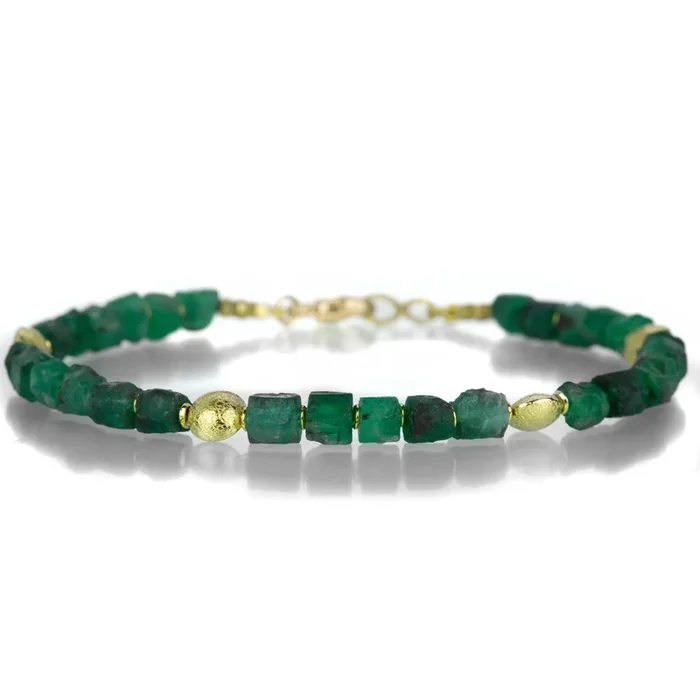 Raw Emerald Bead Bracelet
