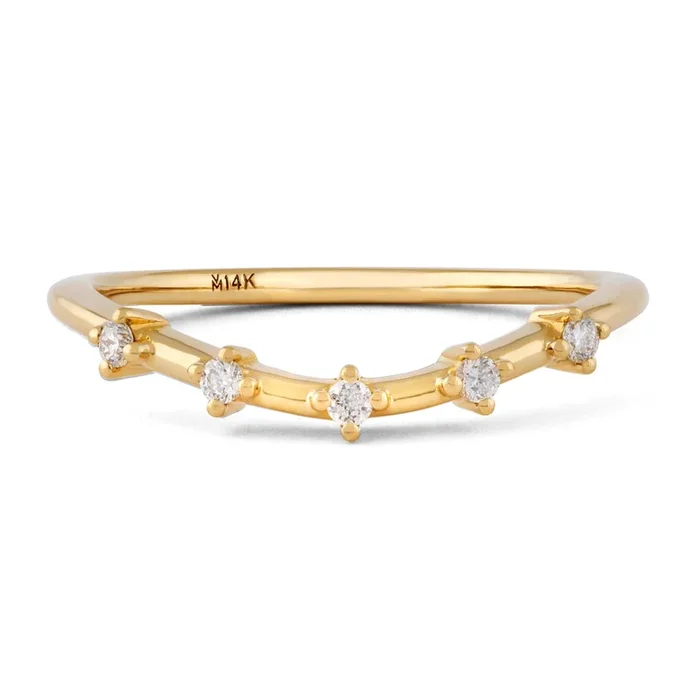 Ready to Ship – Celestial Diamond Wave Wedding Band (Size 7.5)