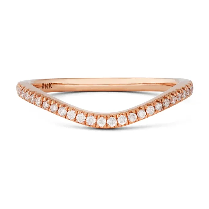 Ready To Ship – Diamond Wave Wedding Band (Size 7, 14K Rose Gold)