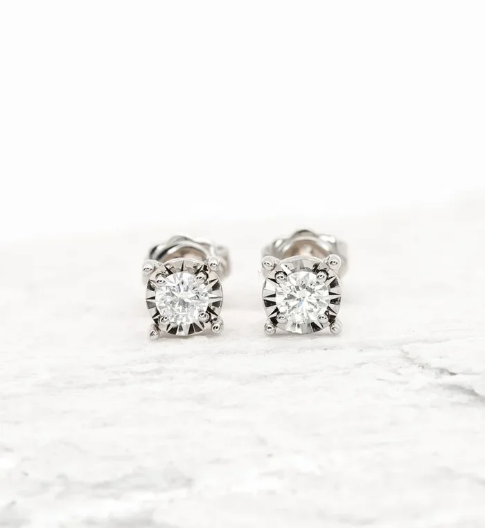 Real Diamond Studs – Certified Diamond Earrings – Solid Gold Diamond Earrings