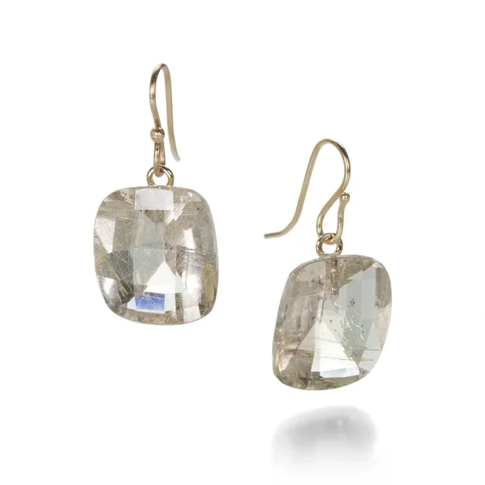 Rectangle Rutilated Quartz Earrings