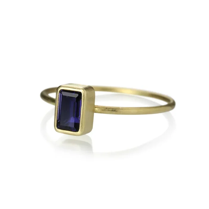 Rectangular Iolite Ring