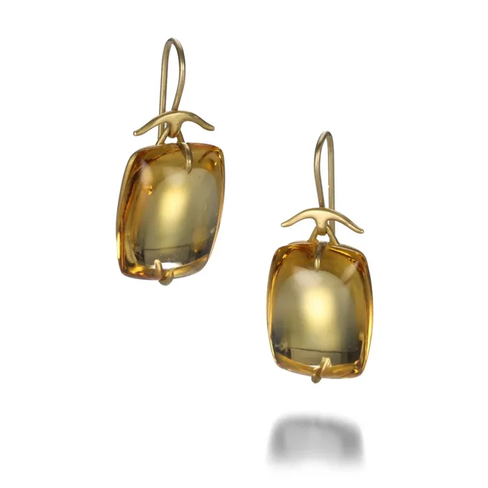 Rectangular Pillow Citrine Earrings