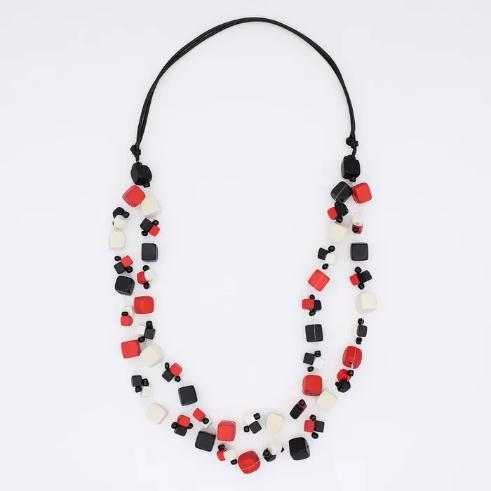 Red and Black Lia Floating Bead Necklace