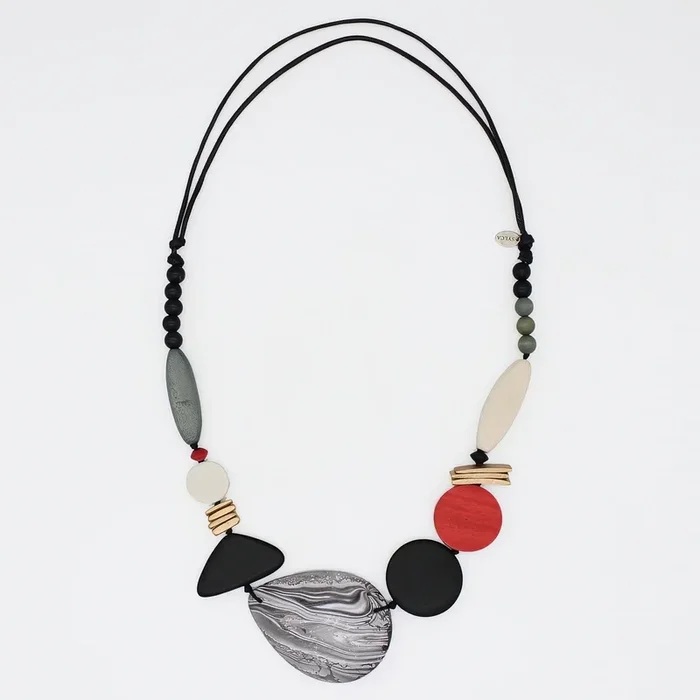 Red Dusk and Dawn Marble Necklace