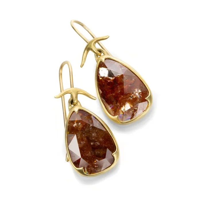 Red Lacy Rose Cut Diamond Earrings