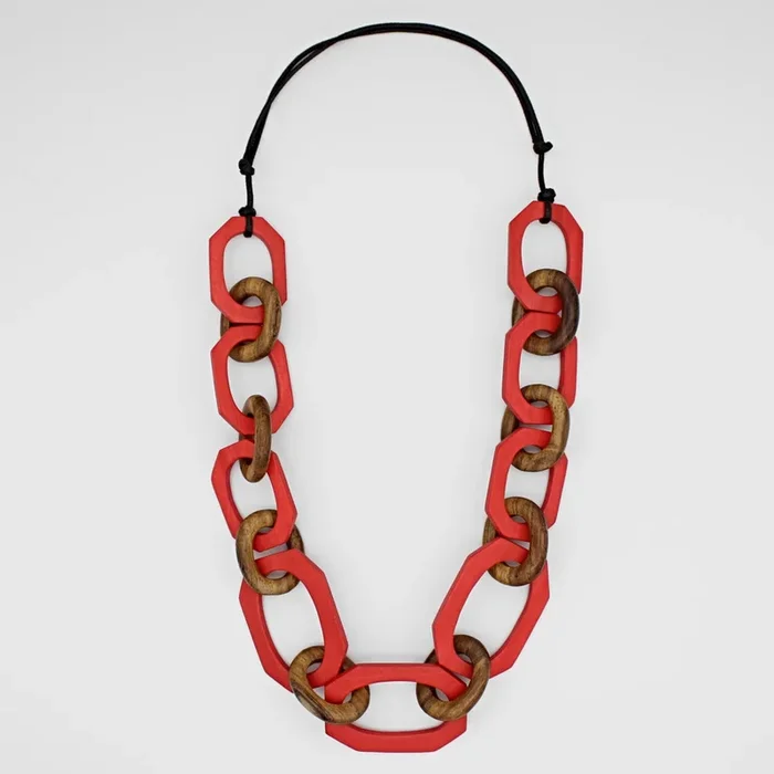 Red-Orange Luzara Link Necklace