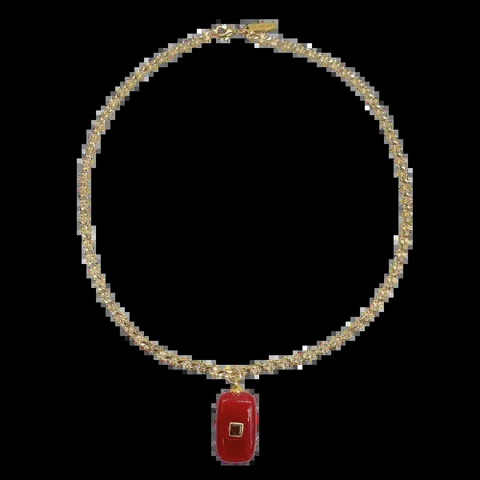 Red Stone Chain Necklace
