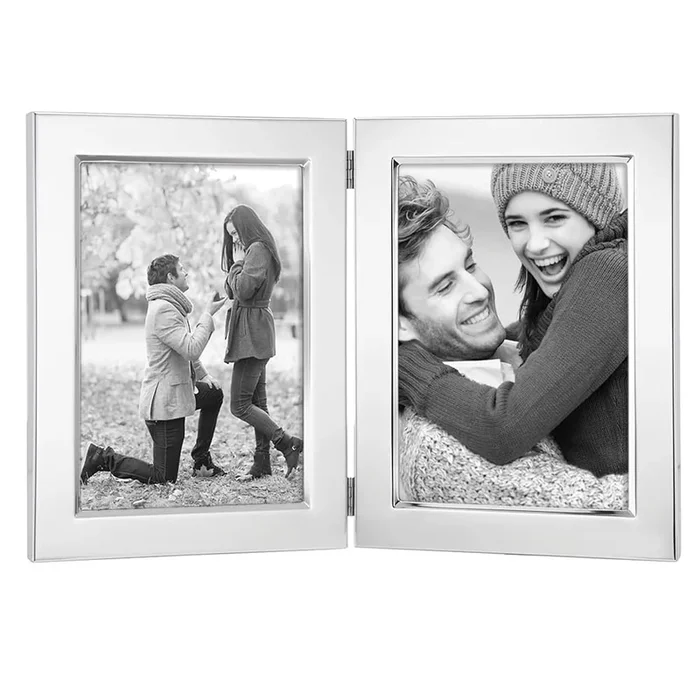 Reed & Barton Classic Silverplate 5″ x 7″ Double Photo Frame