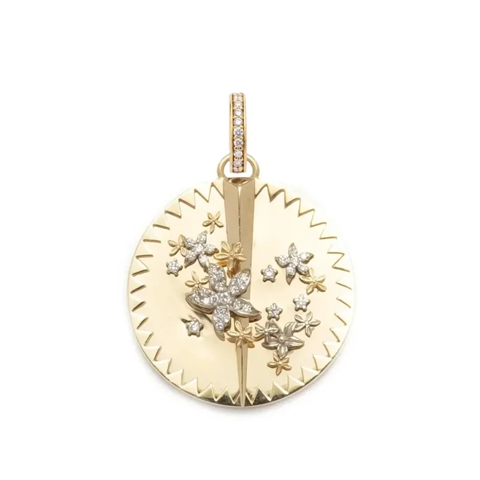 Resilience Large Specialty Medallion : in Gold with Diamonds and an Annex Link