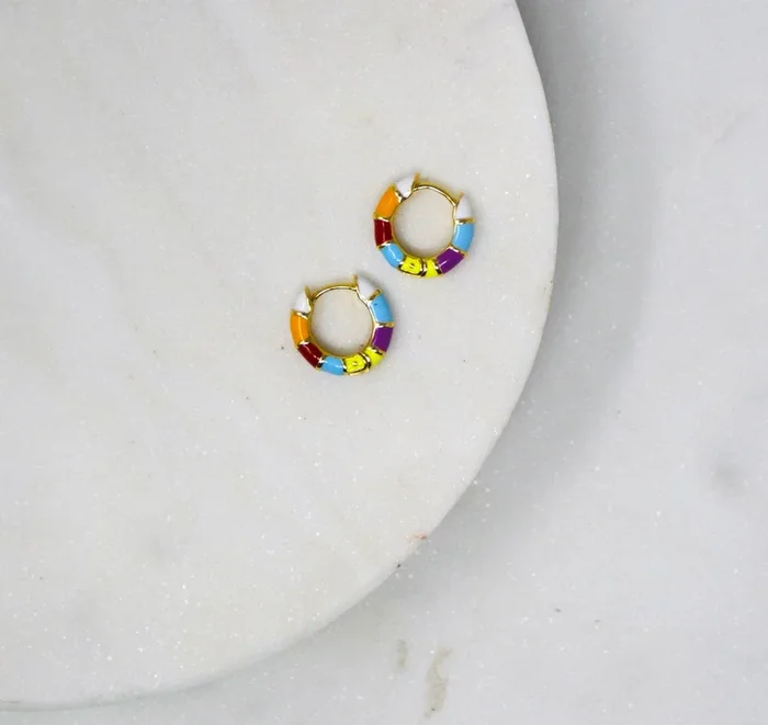 Retro Hoop Earrings – Multicolor